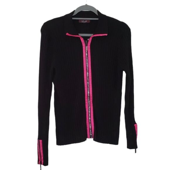 *Camille La vie Zip Front Cardigan Sz L - Picture 1 of 7